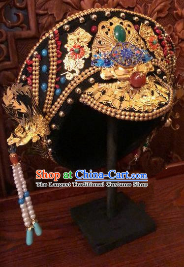 Traditional Chinese Qing Dynasty Palace Lady Phoenix Hat Headwear Ancient Manchu Hair Accessories for Women