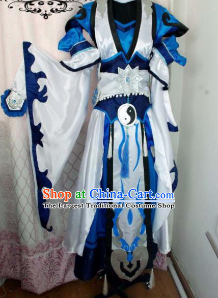 Traditional Chinese Cosplay Taoist Priest Knight Clothing Ancient Swordsman Embroidered Costume for Men