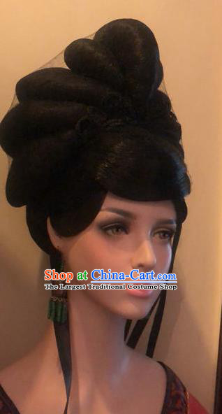 Traditional Chinese Tang Dynasty Palace Queen Wigs Ancient Empress Chignon Hair Accessories for Women