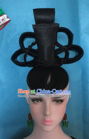 Traditional Chinese Tang Dynasty Peri Imperial Consort Wigs Ancient Empress Chignon Hair Accessories for Women