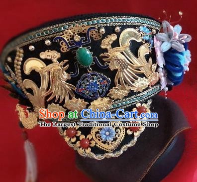 Traditional Chinese Qing Dynasty Imperial Consort Hat Headwear Ancient Palace Manchu Hair Accessories for Women