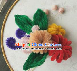 Traditional Chinese Qing Dynasty Velvet Flowers Hairpins Handmade Ancient Palace Hair Accessories for Women