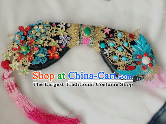 Traditional Chinese Qing Dynasty Imperial Consort Blue Phoenix Headwear Ancient Palace Manchu Hair Accessories for Women