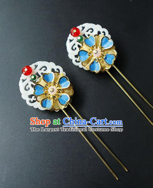 Traditional Chinese Wedding Jade Hair Clip Hairpins Handmade Ancient Bride Hair Accessories for Women