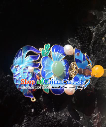 Traditional Chinese Handmade Queen Blueing Carp Hairpins Ancient Imperial Empress Hair Accessories for Women