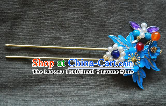 Traditional Chinese Handmade Ancient Qing Dynasty Imperial Consort Cloisonne Hairpins Headwear Hair Accessories for Women