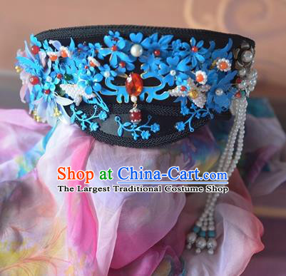 Chinese Qing Dynasty Manchu Imperial Consort Royal Hat Headwear Hairpins Ancient Handmade Queen Hair Accessories for Women