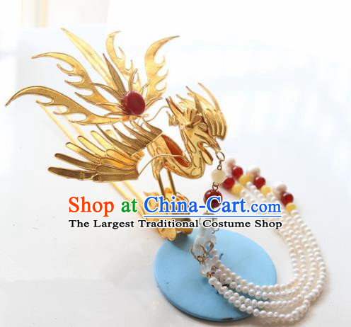 Chinese Handmade Hanfu Hairpins Phoenix Tassel Step Shake Traditional Ancient Princess Hair Accessories for Women