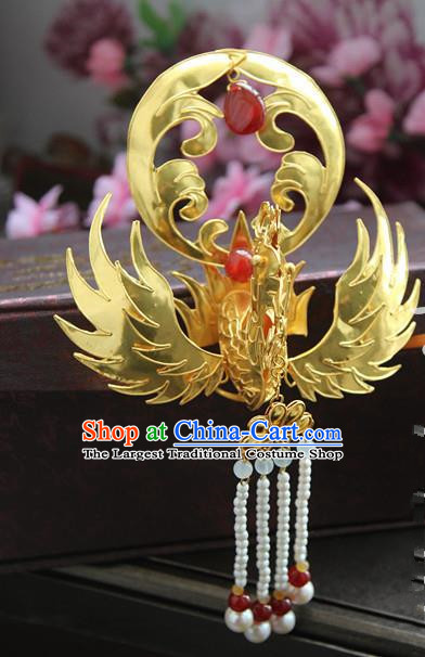 Chinese Handmade Hanfu Phoenix Coronet Hairpins Traditional Ancient Princess Hair Accessories for Women