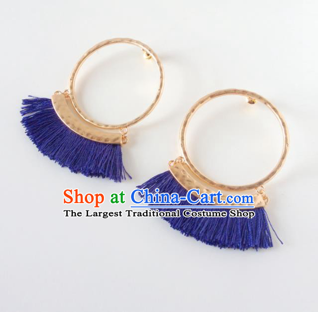 Top Grade Stage Show Purple Tassel Earrings Brazilian Carnival Catwalks Ear Accessories for Women