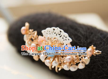 Chinese Handmade Hanfu Shell Pearls Hair Crown Hairpins Traditional Ancient Princess Hair Accessories for Women