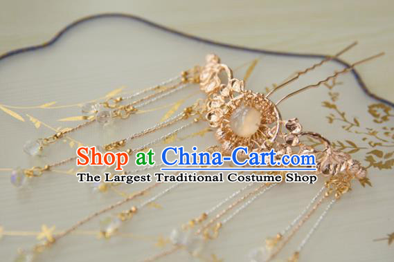 Chinese Handmade Hanfu Golden Tassel Hairpins Traditional Ancient Princess Hair Accessories for Women