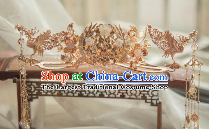 Chinese Handmade Hanfu Hairpins Tassel Phoenix Coronet Traditional Ancient Princess Hair Accessories for Women