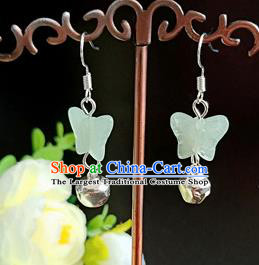 Handmade Chinese Classical Jade Butterfly Ear Accessories Ancient Princess Hanfu Earrings for Women
