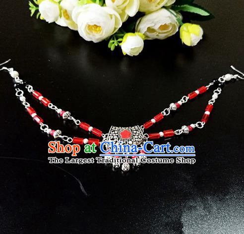 Chinese Handmade Hanfu Red Beads Eyebrows Pendant Traditional Ancient Princess Hair Accessories for Women