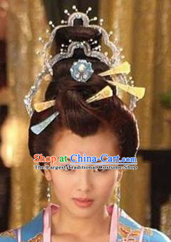 Handmade Chinese Traditional Hanfu Hairpins Hair Crown Ancient Tang Dynasty Imperial Consort Hair Accessories for Women