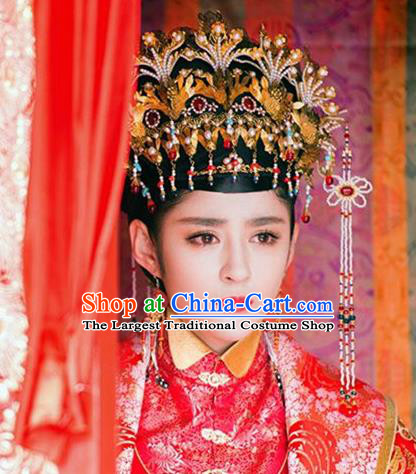 Handmade Chinese Wedding Phoenix Coronet Traditional Hanfu Hairpins Ancient Tang Dynasty Princess Hair Accessories for Women