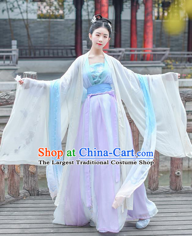 Chinese Ancient Imperial Consort Embroidered Hanfu Dress Traditional Tang Dynasty Royal Court Historical Costume for Women