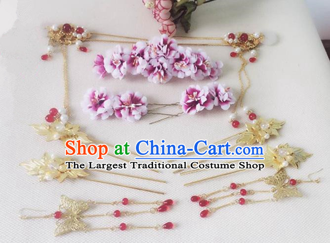 Handmade Chinese Palace Queen Flowers Hair Crown Hairpins Ancient Traditional Hanfu Hair Accessories for Women