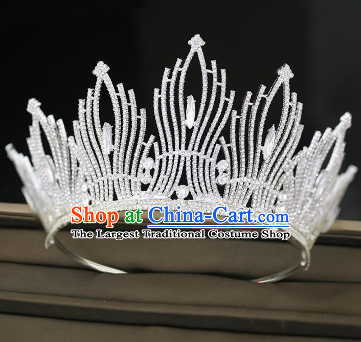 Top Grade Handmade Bride Crystal Royal Crown Baroque Princess Wedding Hair Accessories for Women