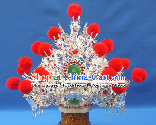 Handmade Chinese Traditional Immortals Red Venonat Helmet Hair Accessories Ancient Swordsman Hairdo Crown for Men