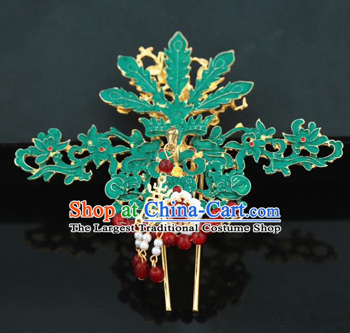 Handmade Chinese Ancient Wedding Bride Phoenix Hair Clips Tassel Hairpins Traditional Hanfu Hair Accessories for Women