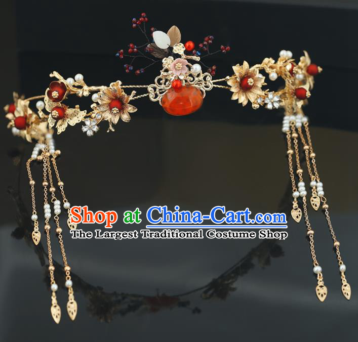 Handmade Chinese Ancient Wedding Bride Hair Clasp Tassel Hairpins Traditional Hanfu Hair Accessories for Women