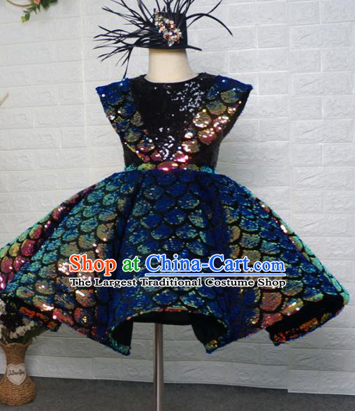 Top Grade Modern Fancywork Court Princess Bubble Dress Catwalks Compere Stage Show Dance Costume for Kids