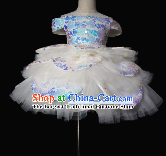 Top Grade Stage Show Dance Compere Bubble Full Dress Catwalks Court Princess Costume for Kids