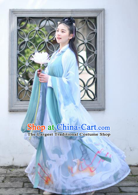 Chinese Jin Dynasty Palace Princess Embroidered Hanfu Dress Traditional Ancient Court Lady Historical Costume for Women