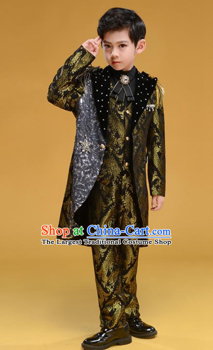 Professional Boys Catwalks Stage Show Clothing Modern Fancywork Compere Costume for Kids