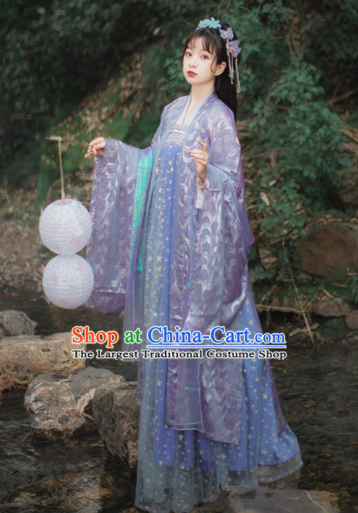 Chinese Traditional Purple Hanfu Dress Traditional Ancient Tang Dynasty Princess Historical Costume for Women
