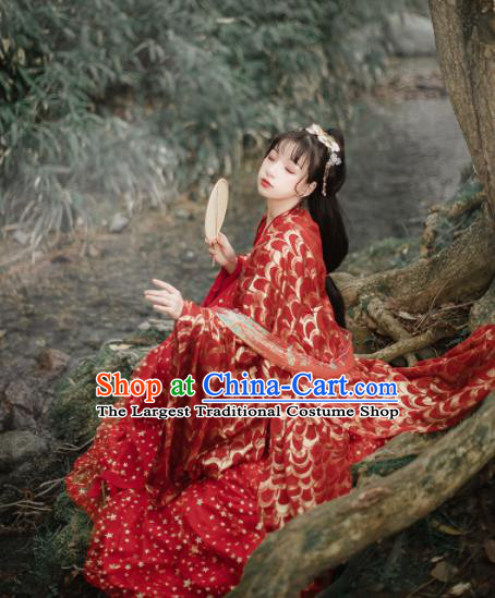 Traditional Chinese Tang Dynasty Princess Wedding Historical Costume Traditional Ancient Bride Red Hanfu Dress for Women