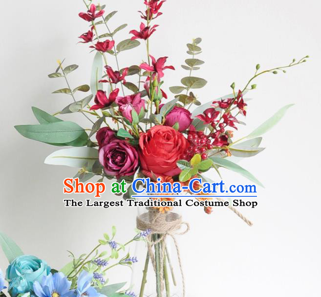 Handmade Classical Wedding Silk Flowers Bride Holding Emulational Flowers Ball Hand Tied Bouquet Flowers for Women