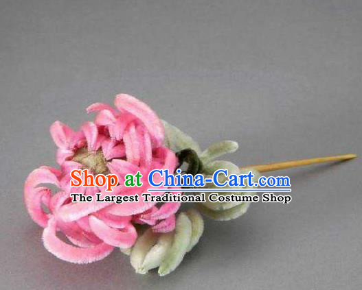 Chinese Handmade Velvet Chrysanthemum Hairpins Ancient Palace Hair Accessories Headwear for Women