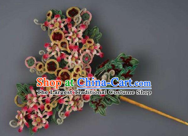 Chinese Handmade Velvet Hairpins Ancient Palace Queen Hair Accessories Headwear for Women