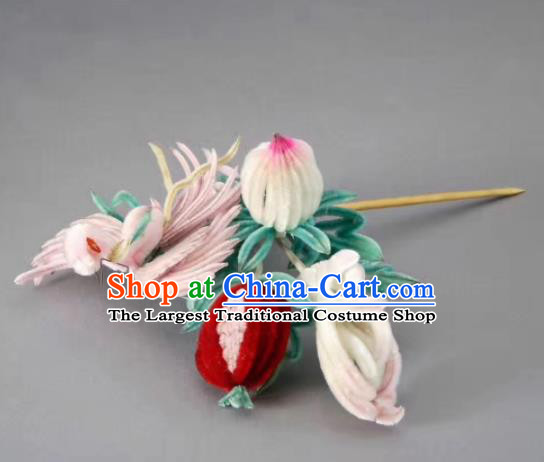 Chinese Handmade Velvet Phoenix Hairpins Ancient Palace Queen Hair Accessories Headwear for Women