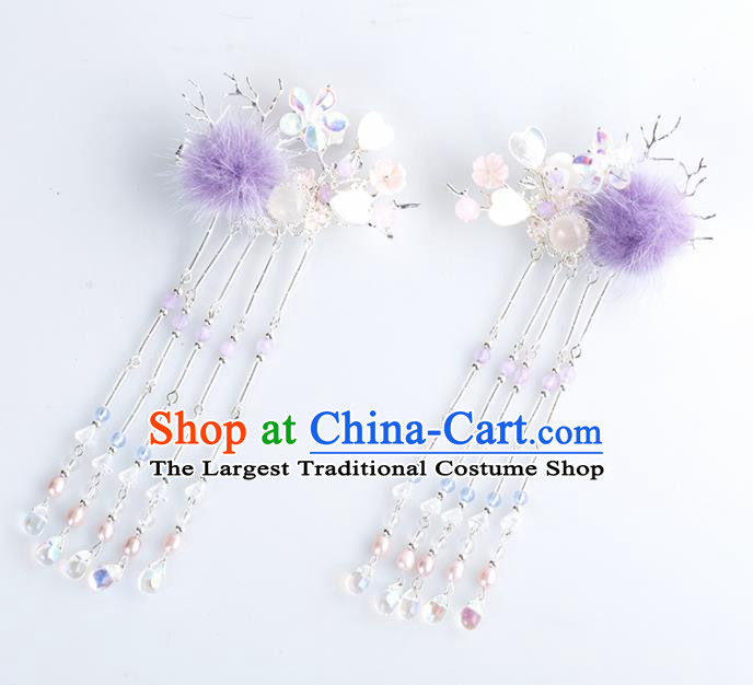Chinese Handmade Pearls Tassel Hair Claws Hairpins Ancient Princess Hair Accessories Headwear for Women