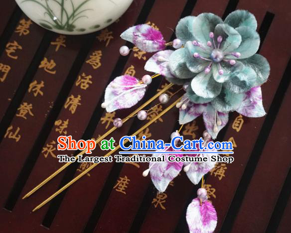 Chinese Handmade Palace Velvet Hairpins Ancient Queen Hair Accessories Headwear for Women