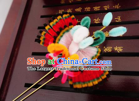 Chinese Handmade Palace Velvet Butterfly Hairpins Ancient Queen Hair Accessories Headwear for Women