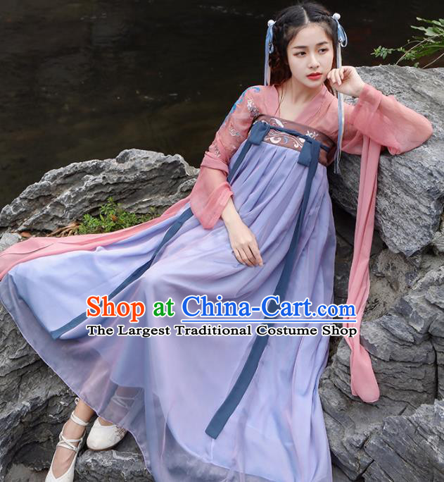 Chinese Traditional Tang Dynasty Princess Historical Costume Ancient Peri Hanfu Dress for Women