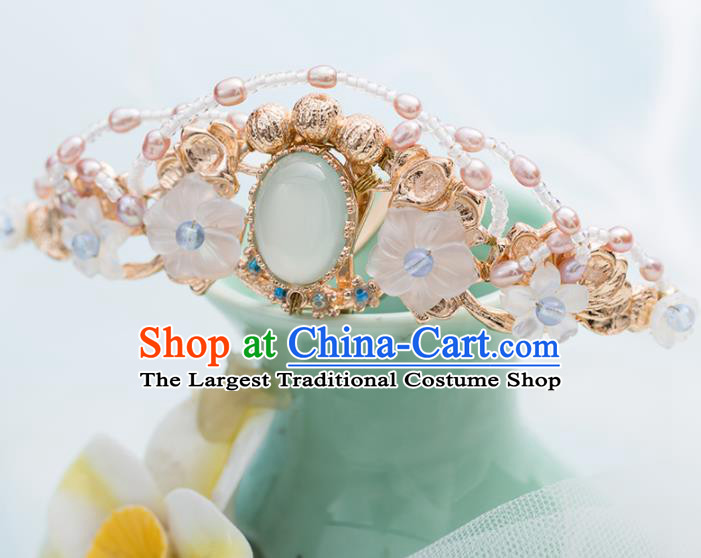 Chinese Handmade Hanfu Pearls Hair Crown Hairpins Ancient Princess Hair Accessories Headwear for Women