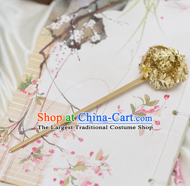 Chinese Handmade Hanfu Hair Clips Golden Leaf Hairpins Ancient Princess Hair Accessories Headwear for Women