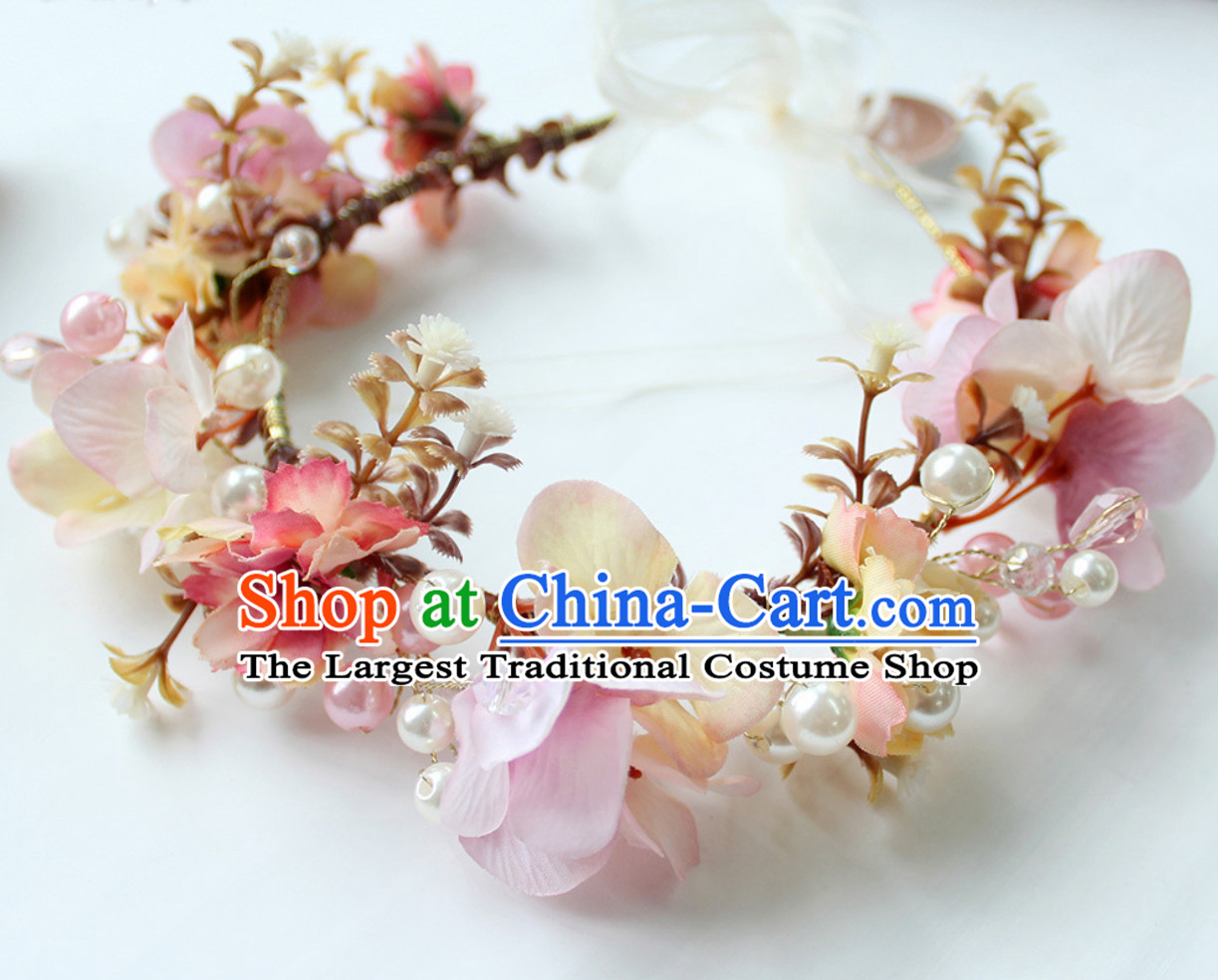 Romantic Princess Handmade Flower Crown and Earrings Set