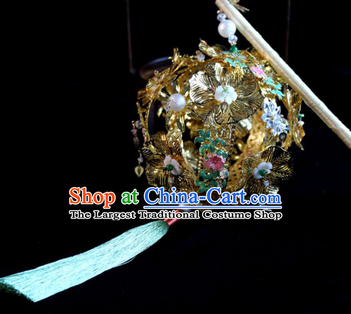 Chinese Traditional Wedding Prop Accessories Ancient Bride Princess Golden Lantern for Women