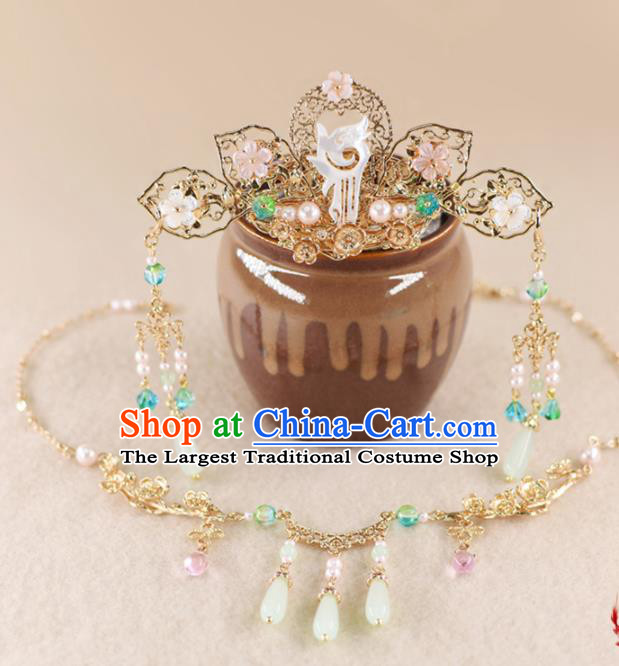 Chinese Handmade Palace Shell Hair Comb Hairpins Ancient Princess Hanfu Hair Accessories Headwear for Women