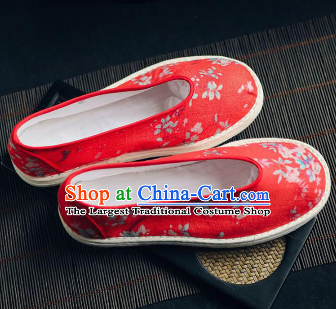 Chinese Handmade Red Cloth Shoes Traditional National Shoes Ancient Princess Wedding Hanfu Shoes for Women
