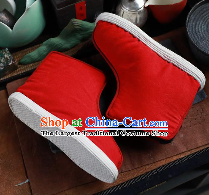 Chinese Handmade Red Cloth Boots Traditional National Shoes Ancient Princess Hanfu Shoes for Women