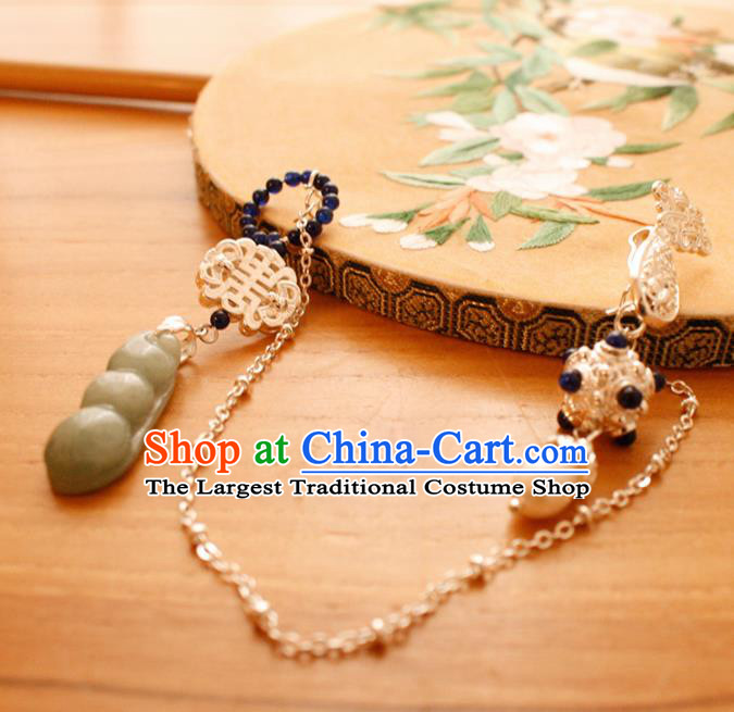 Chinese Handmade Palace Accessories Ancient Queen Jade Brooch Headwear for Women