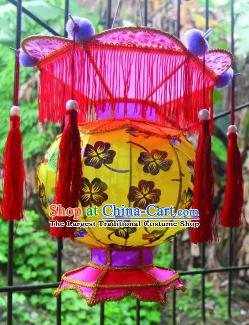 Chinese Handmade Yellow Palace Lanterns Traditional New Year Lantern Ancient Ceiling Lamp